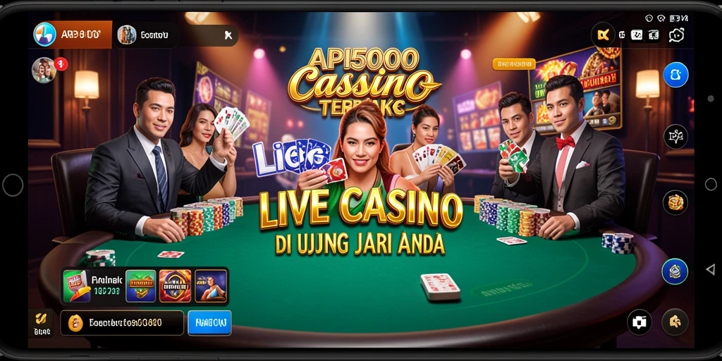 Screenshot gameplay API5000 menampilkan dealer langsung dan suasana Live Casino.