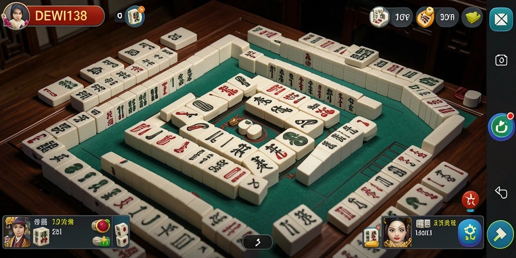 Tampilan seru DEWI138 dalam permainan Mahjong yang menantang.