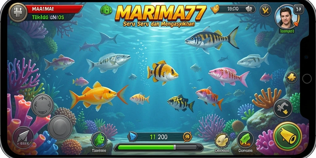 Tampilan gameplay seru dalam game Tembak Ikan MARIMA77.