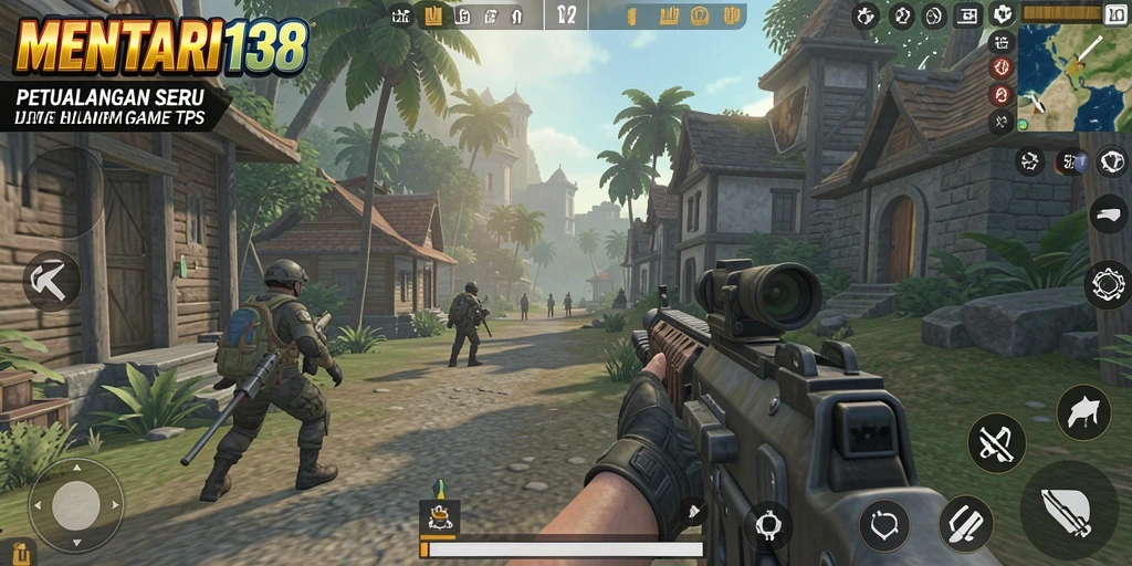 Screenshot dari gameplay seru MENTARI138 menampilkan aksi tembak-menembak.