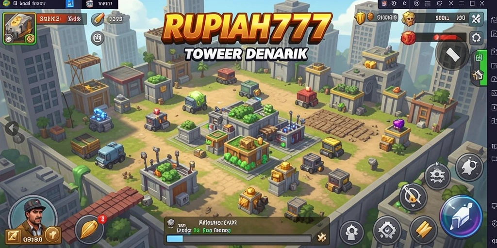 Tampilan gameplay menegangkan dalam RUPIAH777 Tower Defense.