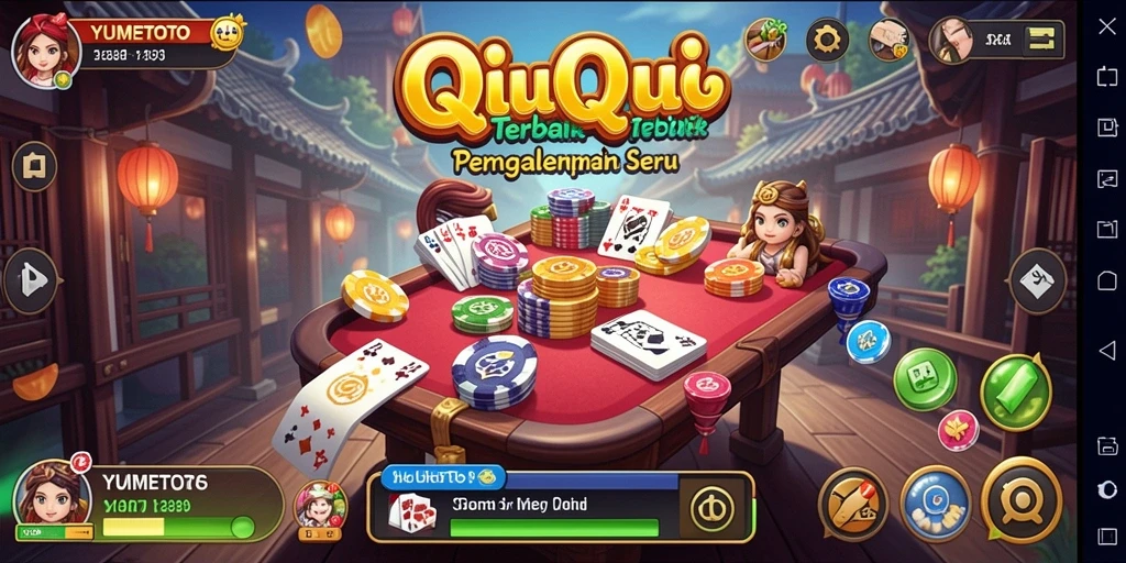 Screenshot utama YUMETOTO menampilkan gameplay QiuQiu yang seru.
